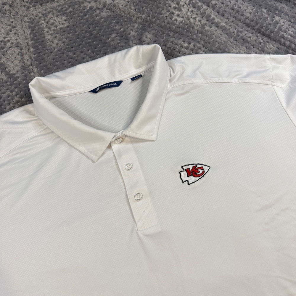 Cutter & Buck Kansas City Chiefs Polo Shirt Mens 4XT White Short Sleeve Golf